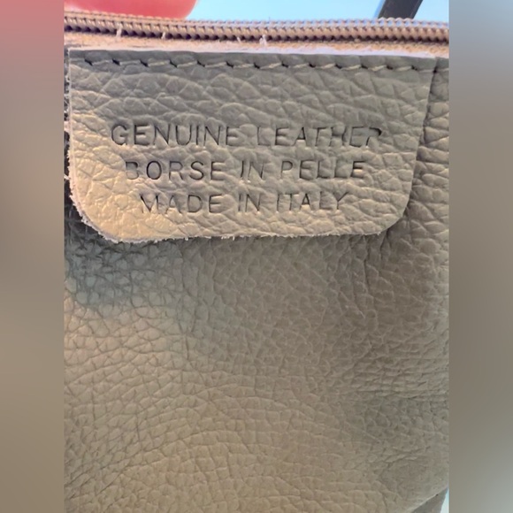 LEATHER and SUEDE CROSSBODY BAG NEUTRAL TAUPE - MADE IN ITALY NWOT - Picture 11 of 16